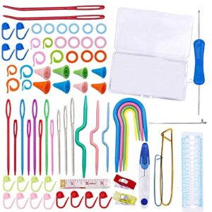 94 pcs knitting tool accessory kit sewing knitting crochet accessories supplies tools needles kit crochet starter with stitch holders lock markers ring markers knitting sewing needles scissors cable