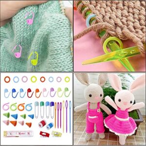 94 PCS Knitting Tool Accessory Kit Sewing Knitting Crochet Accessories Supplies Tools Needles Kit Crochet Starter with Stitch Holders Lock Markers Ring Markers Knitting Sewing Needles Scissors Cable