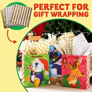 JOYIN 150 Piece Christmas Metallic Silver and Gold Tissue Paper Assortment (20" x 20" inches) Holiday Gold Gift Wrapping for Party Favors Goody Bags, Xmas Presents Wrapping Stocking Stuffers