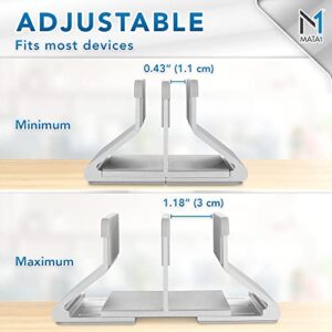 Mata1 Vertical Laptop Stand (Silver), Aviation-Grade Aluminum Not ABS Plastic to Dissipate Heat & Protect Your Devices, Adjustable w/ Lock Rings & Anti-Slip Dock Compatible w/ All 7-17.3 inch Devices