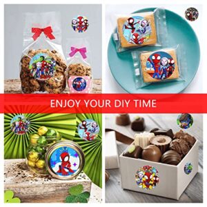 12 pcs Birthday Party Gift Bags with 12 pcs Spider Hero Stickers,Favor Treat Goodie Bag for Birthday Decorations and Supplies