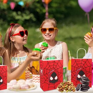 12 pcs Birthday Party Gift Bags with 12 pcs Spider Hero Stickers,Favor Treat Goodie Bag for Birthday Decorations and Supplies