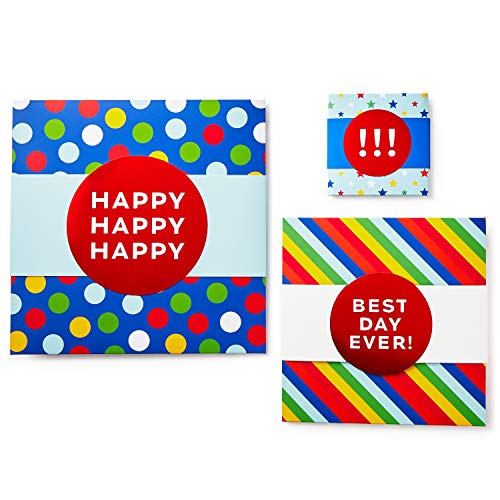 Hallmark Gift Boxes with Wrap Bands, Assorted Sizes (3-Pack: Rainbow Stripes, Dots, Stars) for Birthdays, Weddings, Baby Showers