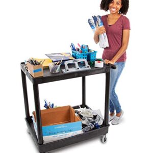 Original Tubstr Hybrid | Large Flat Top Utility Cart | Heavy Duty Service Cart Holds Up to 400 lb. | Lipped Top Shelf & Deep Tub Bottom Shelf | Ideal for Warehouse, Cleaning & More (32in x 24in)