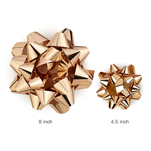 MAYPLUSS 8" Gift Bow, 1 Bows, Rose Gold, Perfect for Birthday, Holiday, Party Favors Decorations