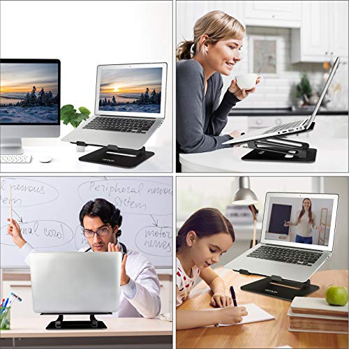 Urmust Adjustable Laptop Stand for Desk Aluminum Computer Stand for Laptop Riser Holder Notebook Stand Compatible with MacBook Air Pro Ultrabook All Laptops 11-17 inch (Black)
