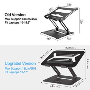 Urmust Adjustable Laptop Stand for Desk Aluminum Computer Stand for Laptop Riser Holder Notebook Stand Compatible with MacBook Air Pro Ultrabook All Laptops 11-17 inch (Black)