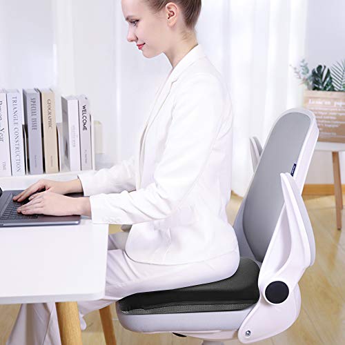 Tsumbay Comfort Seat Cushion for Office Chair - Ergonnomic 100% Memory Foam Firm Coccyx Pad - Relieve Back Pressure - Washable & Breathable Cover - for Car Seat/Computer Chair/Wheelchairs