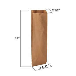 Quart Size Kraft Paper Bags Great Used as a Wine Bag or For Freshly Baked Goods 4 1/2"W x 2 1/2"G x 16"H By MT Products (50 Pieces)