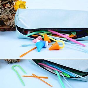 JUPEAN Complete Knitting and Crochet Accessories, Knitting Tool Kit Knitting Supplies Kit with Knitting Stitch Markers Plastic Sewing Needles Seam Ripper Cable Needles for Knitting Sewing Kit