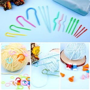 JUPEAN Complete Knitting and Crochet Accessories, Knitting Tool Kit Knitting Supplies Kit with Knitting Stitch Markers Plastic Sewing Needles Seam Ripper Cable Needles for Knitting Sewing Kit