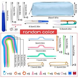 JUPEAN Complete Knitting and Crochet Accessories, Knitting Tool Kit Knitting Supplies Kit with Knitting Stitch Markers Plastic Sewing Needles Seam Ripper Cable Needles for Knitting Sewing Kit