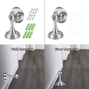 Magnetic Door Stop, Stainless Steel Door Stopper, No Drilling Magnetic Door Stopper with 3M Double-Sided Adhesive Tape, Screws for Stronger Mount, 2 Pack Door Holder Hold Your Door Open