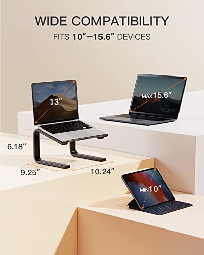 LORYERGO Laptop Stand for Desk, Ergonomic Laptop Riser Laptop Mount Computer Holder for Desk, Strengthened Notebook Stand Compatible with All 10-15.6” Laptops, Black