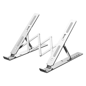 vajun laptop stand for desk, multi-angle adjustable aluminum portable laptop stand, ergonomic laptops elevator for desk, metal holder compatible with 10 to 15.6 inches notebook computer, silve