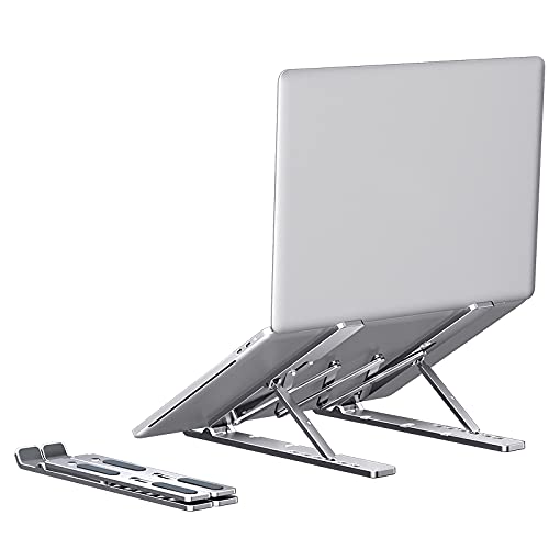 VAJUN Laptop Stand for Desk, Multi-Angle Adjustable Aluminum Portable Laptop Stand, Ergonomic Laptops Elevator for Desk, Metal Holder Compatible with 10 to 15.6 Inches Notebook Computer, Silve