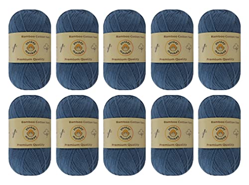 10-Pack Yonkey Monkey Skein Tencel Yarn - 70% Bamboo, 30% Cotton - Softest Quality Crocheting, Knitting Supplies - Lightweight and Breathable Fabric Threads 210 Meters