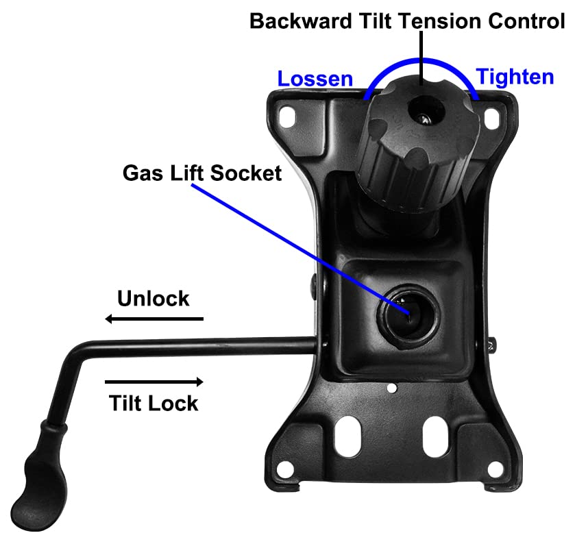 MySit Heavy Duty 500 LBs Office Chair Tilt Mechanism Replacement Parts, 5.9'' x 10.15" Mounting Holes Tilt Control Mechanism