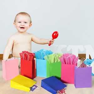 32pcs Gift Bags with 32Tissue - 8.7" Small Paper Gift Bags with Handles, 8Color Treat Bags, Favor Bags, Goody Bags, Goodie Bags, Party Bags for Kids Birthday, Wedding, Easter, Christmas, Valentines, Party Supplies