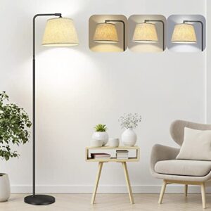 arc floor lamp for living room, 3 color temperature 3000k-6500k, modern standing lamp with adjustable lighting angle & foot switch, 67″ tall reading light for bedroom, office, 12w led bulb included