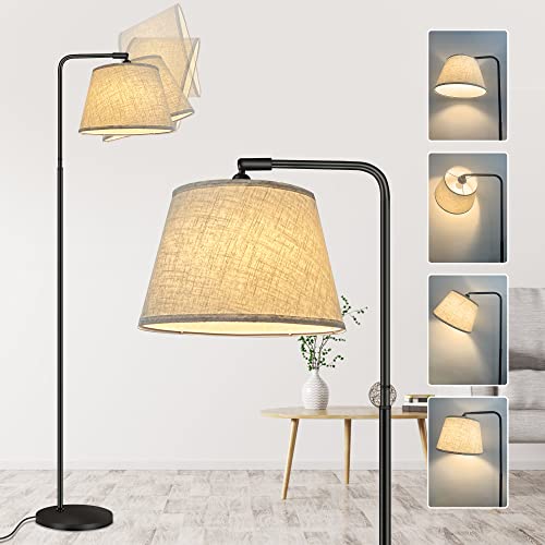 Arc Floor Lamp for Living Room, 3 Color Temperature 3000K-6500K, Modern Standing Lamp with Adjustable Lighting Angle & Foot Switch, 67" Tall Reading Light for Bedroom, Office, 12W LED Bulb Included