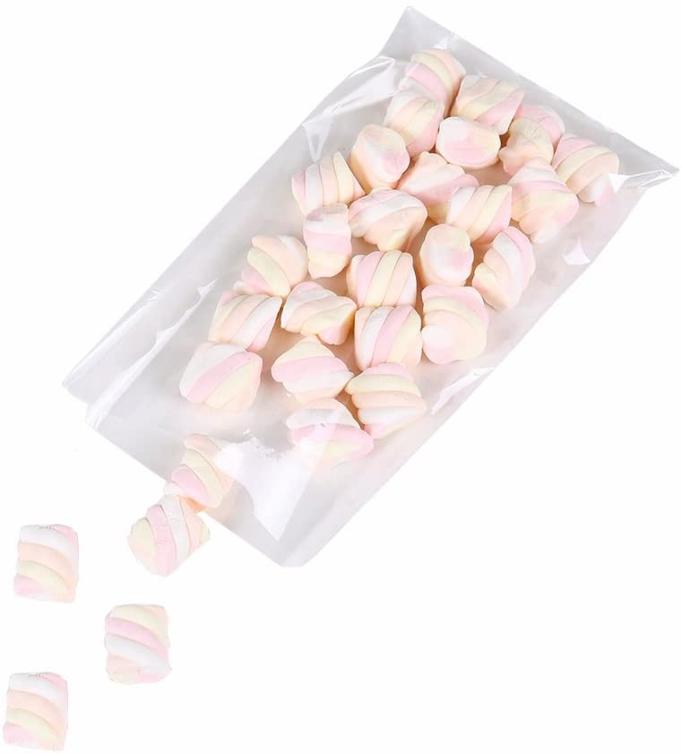 100 Pcs 8 in x 6 in Clear Flat Cello Cellophane Treat Bags Good for Bakery,Popcorn,Cookies, Candies,Dessert 1.4mil.Give Metallic Twist Ties!