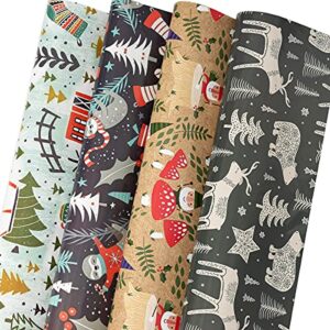 christmas wrapping paper for kids boys girls men women, gift wrapping paper include santa, stockings,tree, xmas wrapping paper 20 x 29 inches per sheet （12 sheets 48 sq. ft.）recycled easy storage