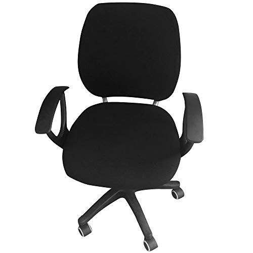 Flexible Computer Chair Cover Office Swivel Chair Cover- Protective & Stretchable Universal Chair Covers Stretch Rotating Chair Slipcover (Black)