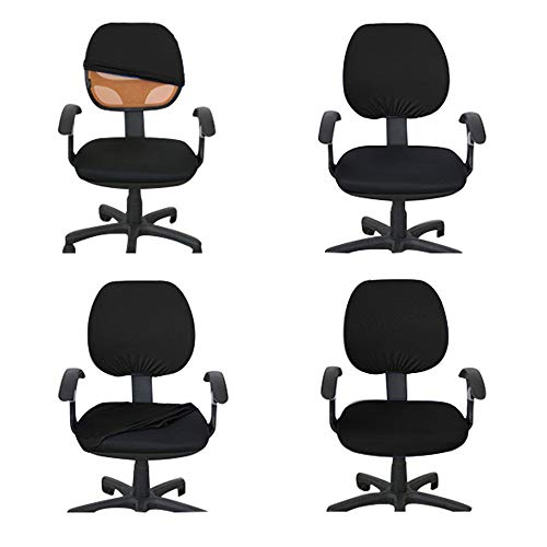 Flexible Computer Chair Cover Office Swivel Chair Cover- Protective & Stretchable Universal Chair Covers Stretch Rotating Chair Slipcover (Black)