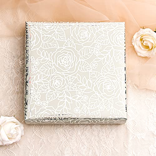 LeZakaa Silver Wrapping Paper Roll - Mini Roll - Flower & Love and Ring with Metallic Foil Design for Wedding, Engagement,Bridal Shower - 17 x 120 inches, 3 Rolls (42.5 sq.ft.ttl.)