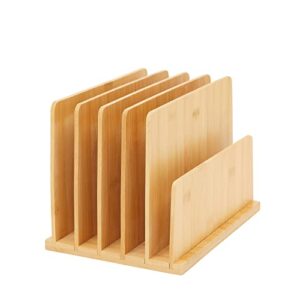 Paper Junkie Bamboo Wood Mail, File, Letter, and Envelope Organizer with 5 Slots for Office Desk (10 x 7 In)