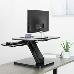 VIVO Black Height Adjustable 25 inch Standing Desk Converter, Compact Sit Stand Tabletop Monitor Riser Workstation, DESK-V001G