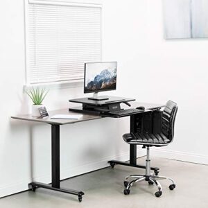 VIVO Black Height Adjustable 25 inch Standing Desk Converter, Compact Sit Stand Tabletop Monitor Riser Workstation, DESK-V001G