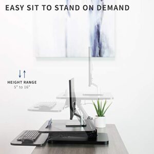 VIVO Black Height Adjustable 25 inch Standing Desk Converter, Compact Sit Stand Tabletop Monitor Riser Workstation, DESK-V001G