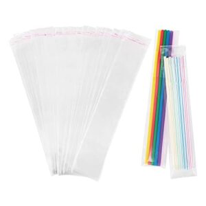 self sealing cellophane bag treat bags adhesive clear cello cookie bags resealable cellophane bag for packaging gifts, cookies, favors, products,candy (2×10 inch)