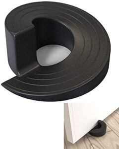 door stoppers – rubber security wedge for bottom of door on concrete, tile, carpet, linoleum & wooden floor – spiral heavy duty door stop – 2 pack – black