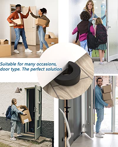 Door Stoppers - Rubber Security Wedge for Bottom of Door on Concrete, Tile, Carpet, Linoleum & Wooden Floor - Spiral Heavy Duty Door Stop - 2 Pack - Black