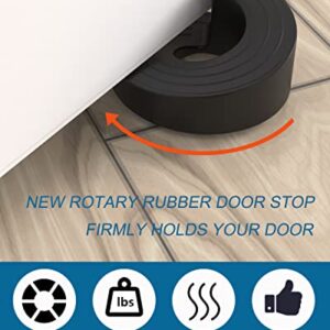 Door Stoppers - Rubber Security Wedge for Bottom of Door on Concrete, Tile, Carpet, Linoleum & Wooden Floor - Spiral Heavy Duty Door Stop - 2 Pack - Black