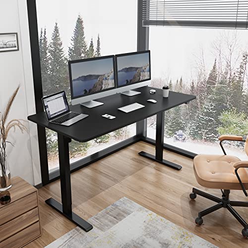 FLEXISPOT EC1 Stand Up Desk 55 x 28 Inches Workstation Home Office Computer Standing Table Height Adjustable Desk (Black Frame + 55" Black Top 2 Packages)