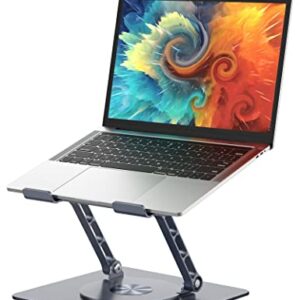Adjustable Laptop Stand for Desk, Portable Laptop Stand with 360° Rotating Base, Ergonomic Foldable Aluminum Universal Computer Stand Compatible with Dell, HP and 10''-16'' Devices