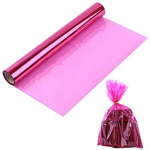 easter pink cellophane wrap roll, translucent pink cellophane wrapping paper, 16 inch width x 100 ft long colored cellophane rolls for gift baskets, diy arts crafts decoration and more