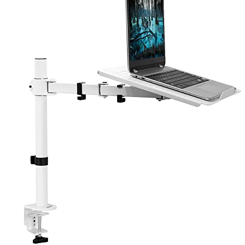 VIVO Single Laptop Notebook Desk Mount Stand, Fully Adjustable Extension with C-clamp, Fits up to 17 inch Laptops, White, STAND-V001LW