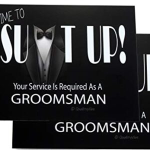 Groomsmen Gift Boxes Set of 2 (8x8x4 in) Empty Set with Silver Foil Design and Matching Proposal Cards for Asking The Groom's Team to Be in Wedding. (2 Groomsmen, 2)