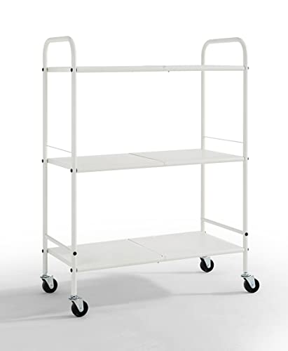 SunnyPoint Metal Rolling Organizer Utility Craft Cart (Large, WHT)