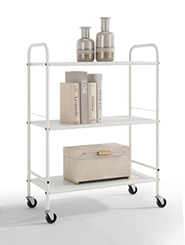 SunnyPoint Metal Rolling Organizer Utility Craft Cart (Large, WHT)