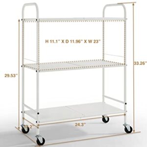 SunnyPoint Metal Rolling Organizer Utility Craft Cart (Large, WHT)