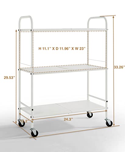 SunnyPoint Metal Rolling Organizer Utility Craft Cart (Large, WHT)