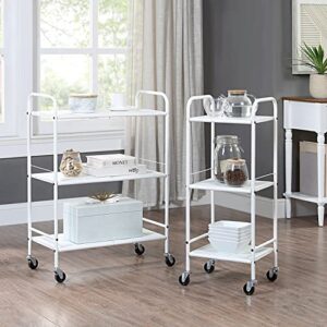 SunnyPoint Metal Rolling Organizer Utility Craft Cart (Large, WHT)