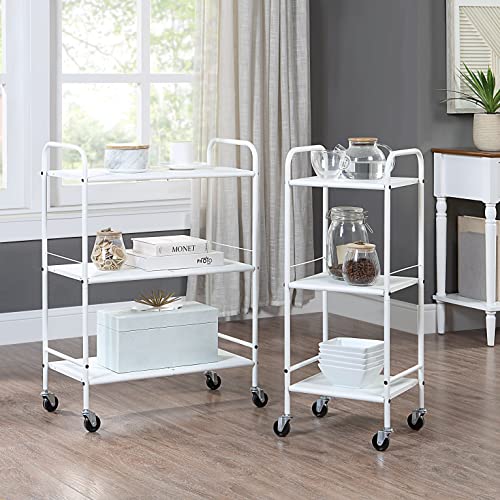 SunnyPoint Metal Rolling Organizer Utility Craft Cart (Large, WHT)