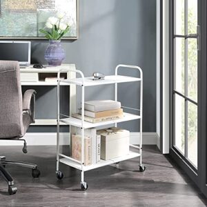 SunnyPoint Metal Rolling Organizer Utility Craft Cart (Large, WHT)